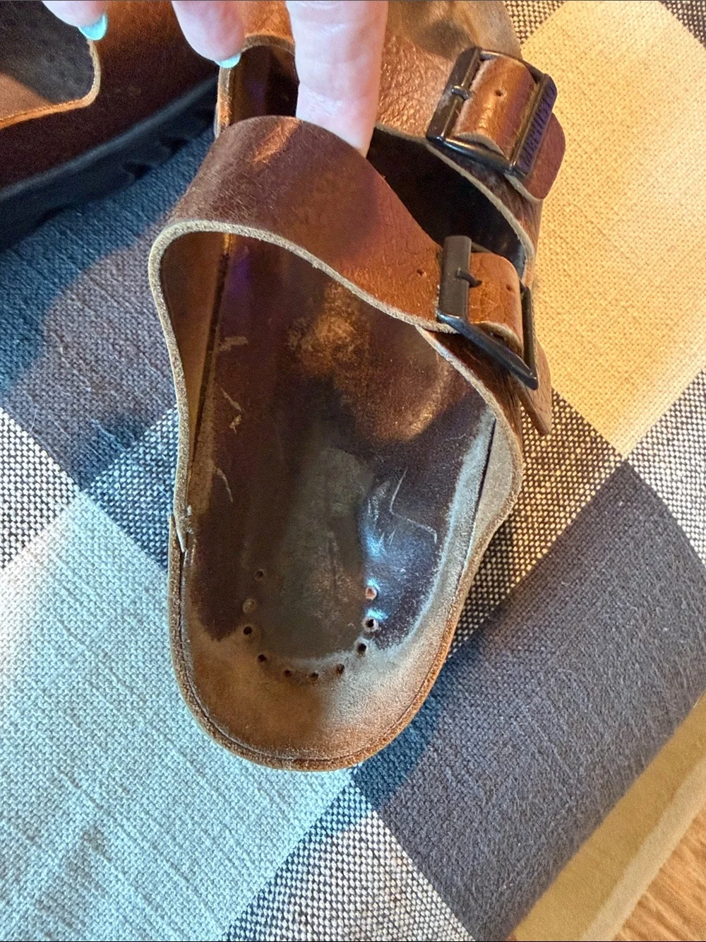 Mephisto Men's Brown Double-Strap Slide Sandals with Buckles